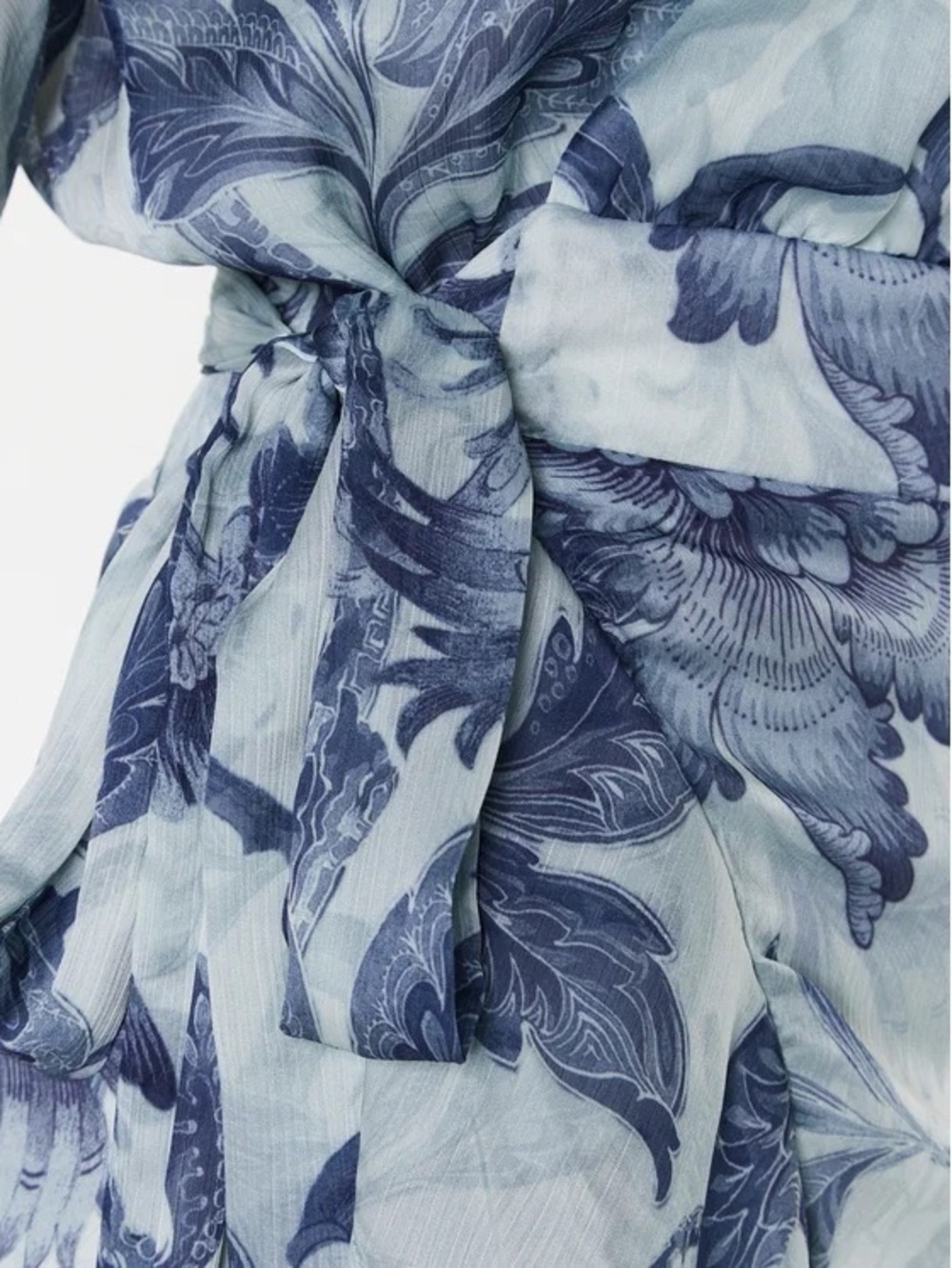 Guess Blue Floral A-line Warp Midi Dress Size Large - Picture 4 of 10
